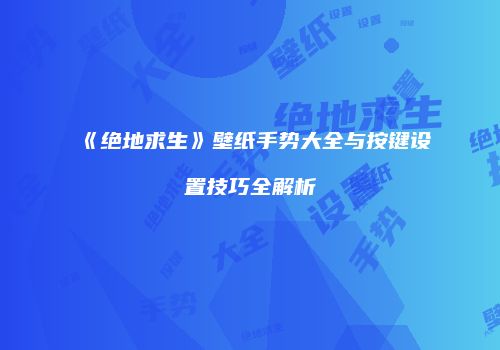 《绝地求生》壁纸手势大全与按键设置技巧全解析