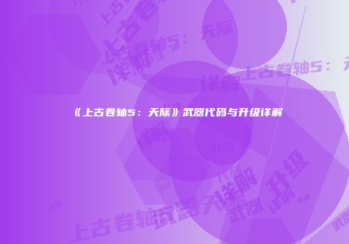 《上古卷轴5：天际》武器代码与升级详解