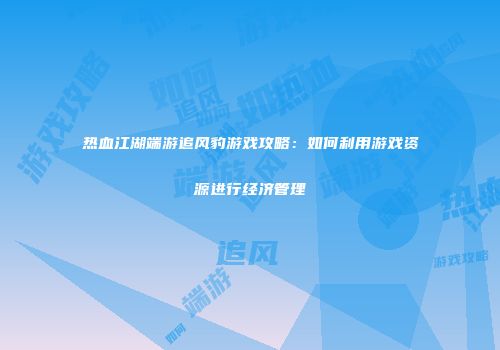 热血江湖端游追风豹游戏攻略：如何利用游戏资源进行经济管理