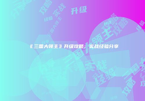 《三国大领主》升级攻略：实战经验分享