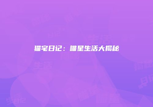 猫宅日记：喵星生活大揭秘