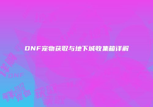 DNF宠物获取与地下城收集箱详解