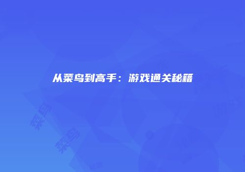 从菜鸟到高手：游戏通关秘籍