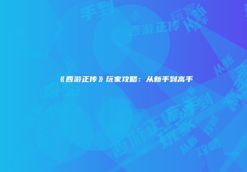 《西游正传》玩家攻略：从新手到高手