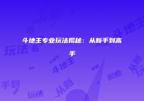 斗地主专业玩法揭秘：从新手到高手