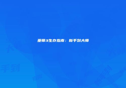 巫师3生存指南：新手到大师