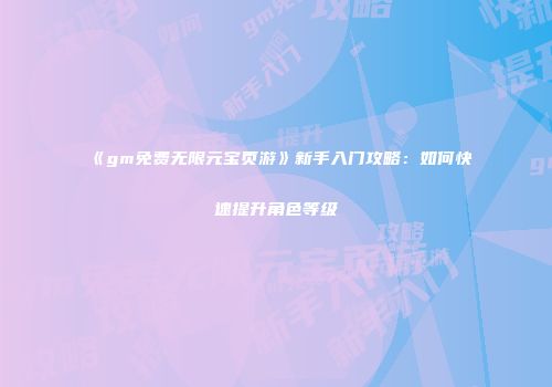 《gm免费无限元宝页游》新手入门攻略：如何快速提升角色等级