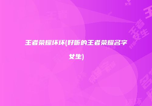 王者荣耀坏坏(好听的王者荣耀名字女生)