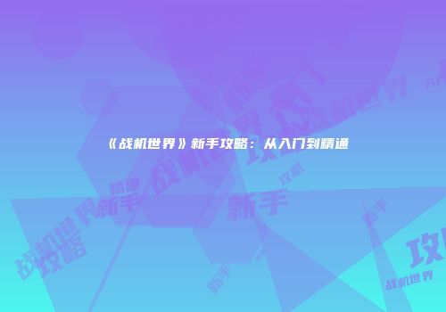 《战机世界》新手攻略：从入门到精通
