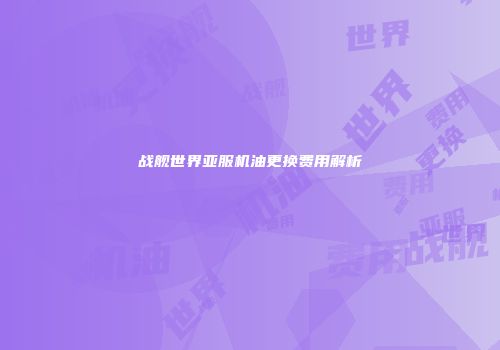 战舰世界亚服机油更换费用解析