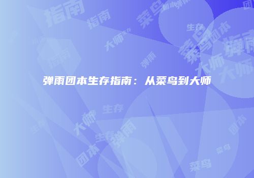 弹雨团本生存指南：从菜鸟到大师