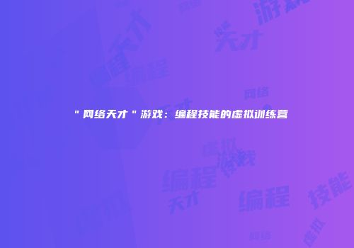 ＂网络天才＂游戏：编程技能的虚拟训练营