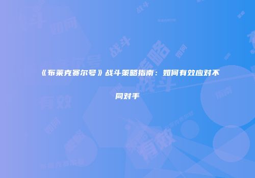 《布莱克赛尔号》战斗策略指南：如何有效应对不同对手