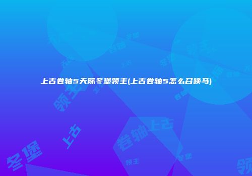 上古卷轴5天际冬堡领主(上古卷轴5怎么召唤马)