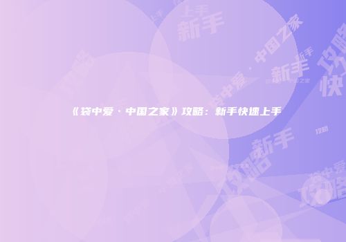 《袋中爱·中国之家》攻略：新手快速上手
