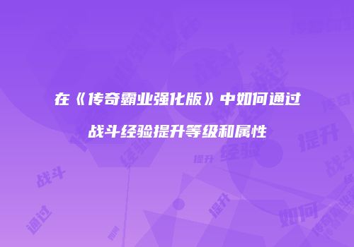 在《传奇霸业强化版》中如何通过战斗经验提升等级和属性