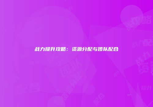 战力提升攻略：资源分配与团队配合