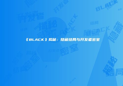 《BLACK》揭秘：隐藏结局与开发者密室