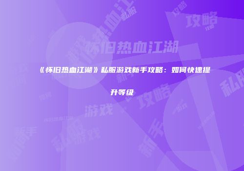 《怀旧热血江湖》私服游戏新手攻略：如何快速提升等级