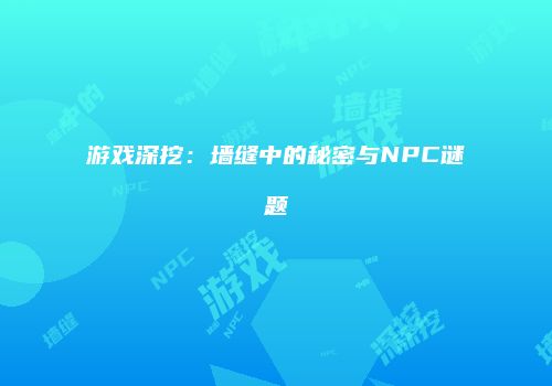 游戏深挖：墙缝中的秘密与NPC谜题