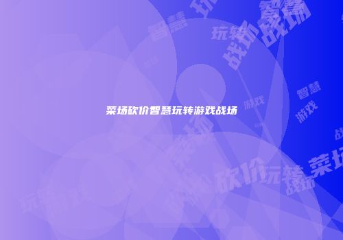 菜场砍价智慧玩转游戏战场