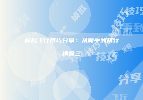 模拟飞行技巧分享：从新手到排行榜前三
