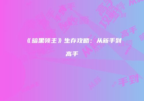 《暗黑领主》生存攻略：从新手到高手