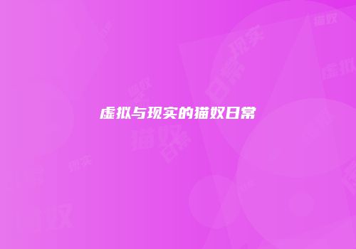 虚拟与现实的猫奴日常