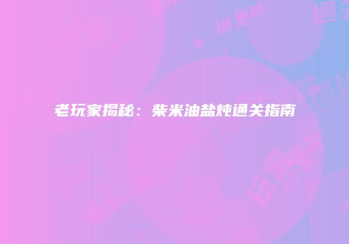 老玩家揭秘：柴米油盐炖通关指南