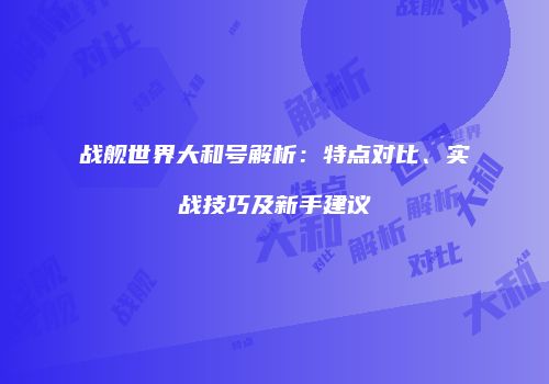战舰世界大和号解析：特点对比、实战技巧及新手建议
