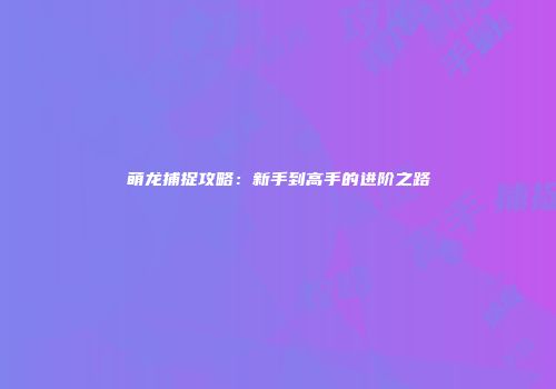 萌龙捕捉攻略：新手到高手的进阶之路