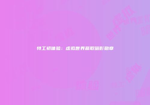 特工初体验：虚拟世界赢取暗影勋章