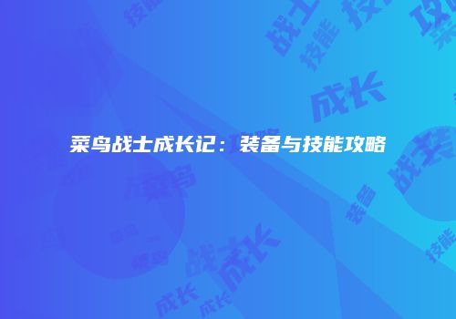 菜鸟战士成长记：装备与技能攻略