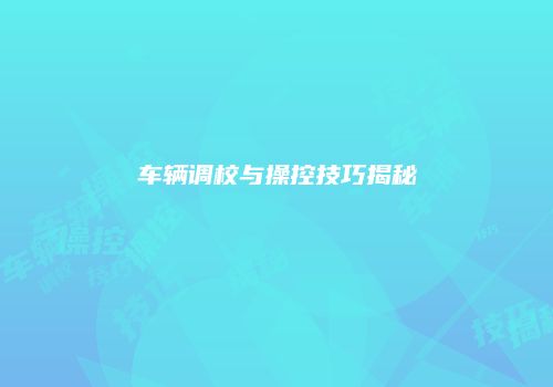 车辆调校与操控技巧揭秘