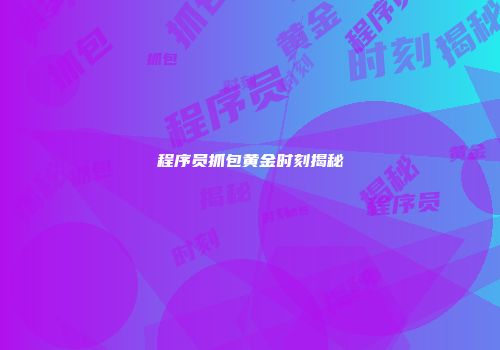 程序员抓包黄金时刻揭秘