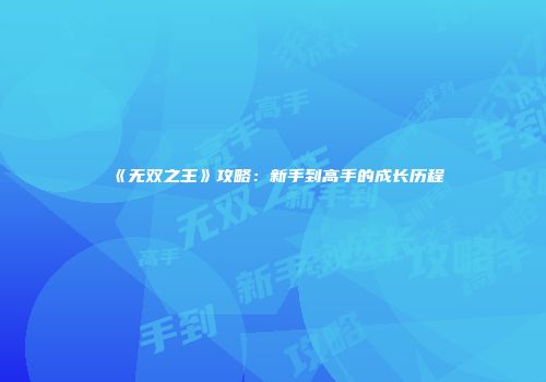 《无双之王》攻略：新手到高手的成长历程