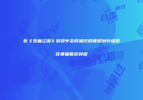 在《热血江湖》游戏中怎样通过合理规划升级路径来确保达到级