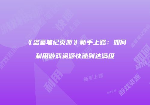 《盗墓笔记页游》新手上路：如何利用游戏资源快速到达满级