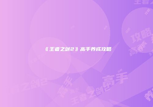 《王者之剑2》高手养成攻略