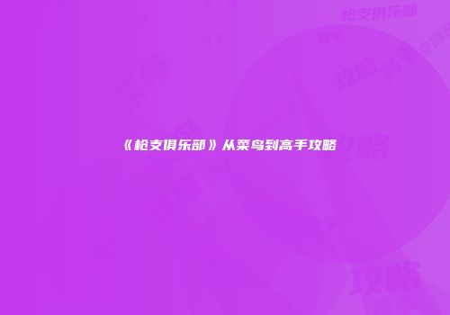 《枪支俱乐部》从菜鸟到高手攻略