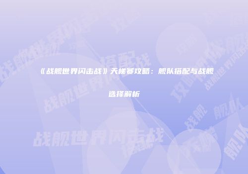 《战舰世界闪击战》天梯赛攻略：舰队搭配与战舰选择解析