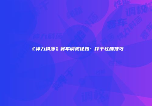 《神力科莎》赛车调校秘籍：榨干性能技巧