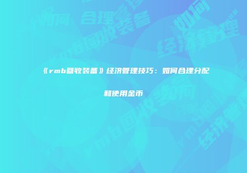 《rmb回收装备》经济管理技巧：如何合理分配和使用金币