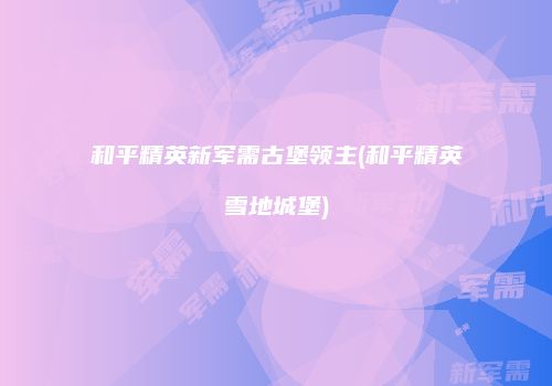 和平精英新军需古堡领主(和平精英雪地城堡)
