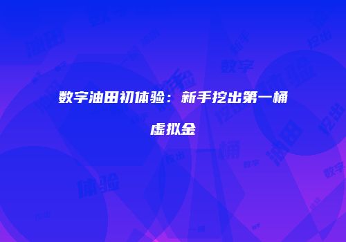 数字油田初体验：新手挖出第一桶虚拟金