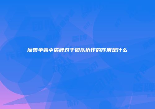 魔兽争霸中盾牌对于团队协作的作用是什么