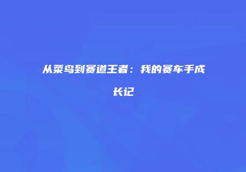 从菜鸟到赛道王者：我的赛车手成长记