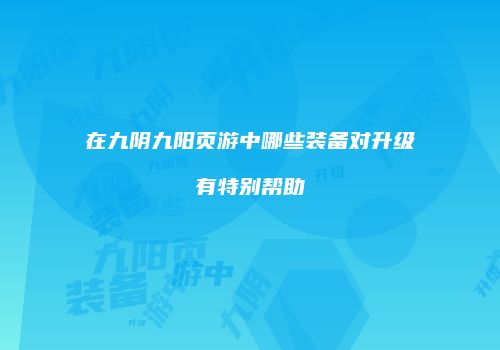 在九阴九阳页游中哪些装备对升级有特别帮助
