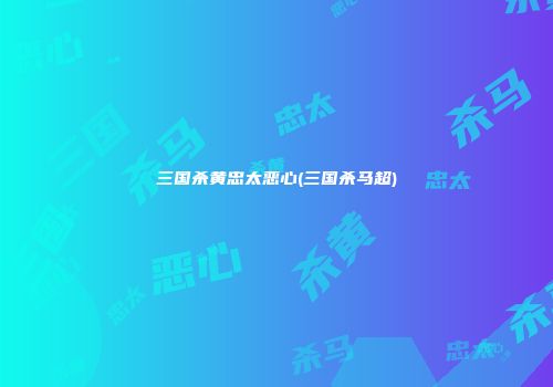 三国杀黄忠太恶心(三国杀马超)