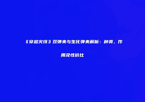 《穿越火线》双弹夹与生化弹夹解析：种类、作用及性价比